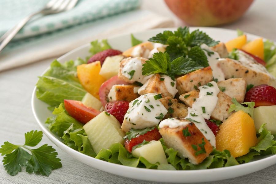 Sałatka owocowa z kurczakiem