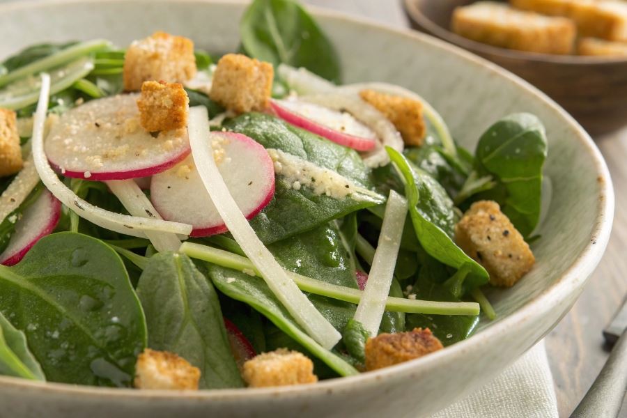 Sałatka szpinakowa z serem