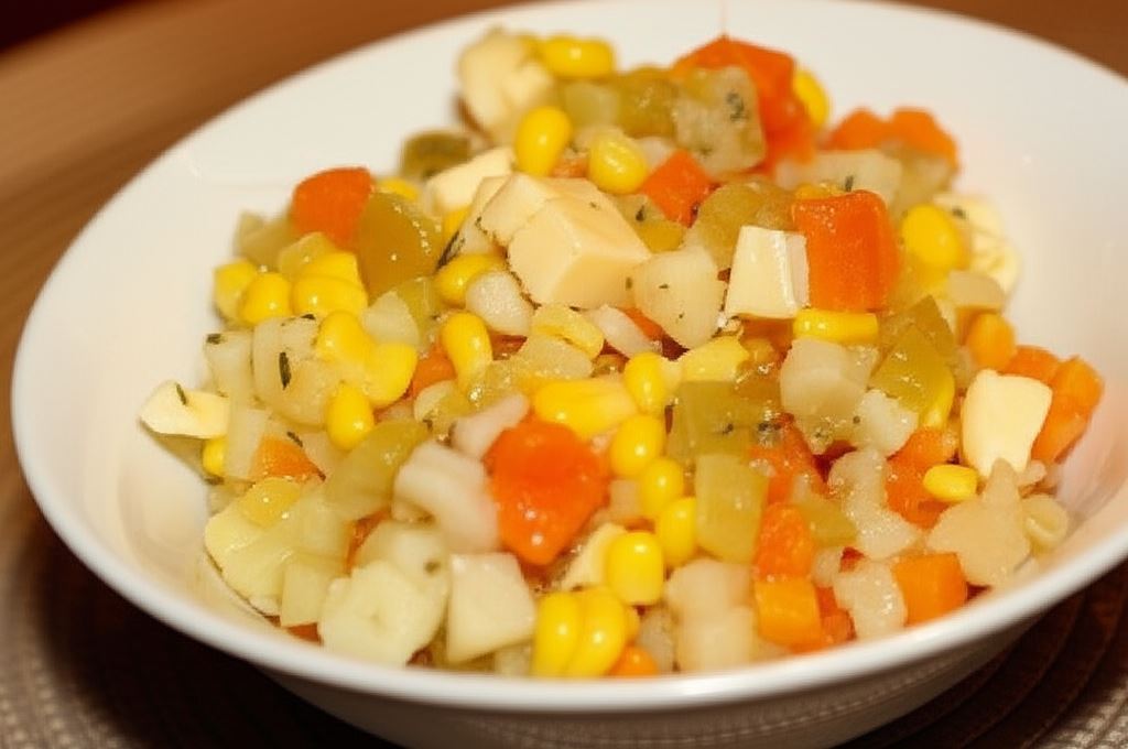 Sałatka warzywna z żółtym serem