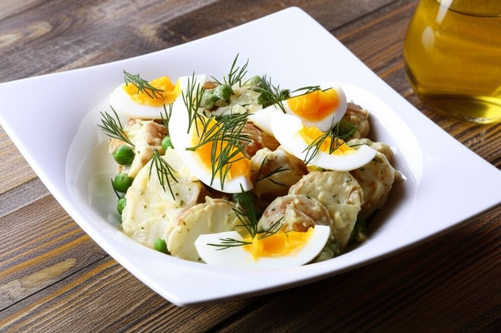 Sałatka wiosenna z ziemniakami i groszkiem