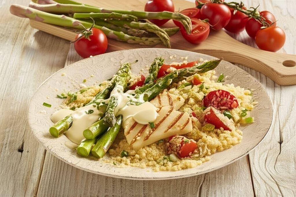 Sałatka z grillowanymi szparagami