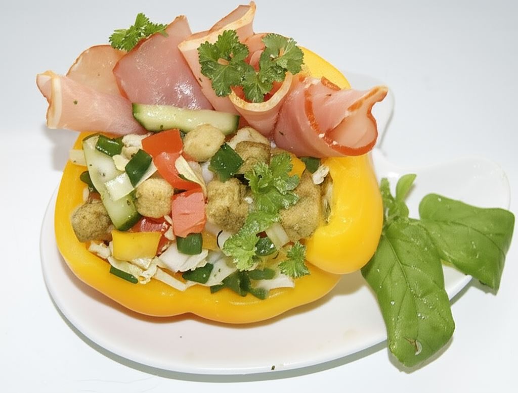 Sałatka z grzankami i polędwicą