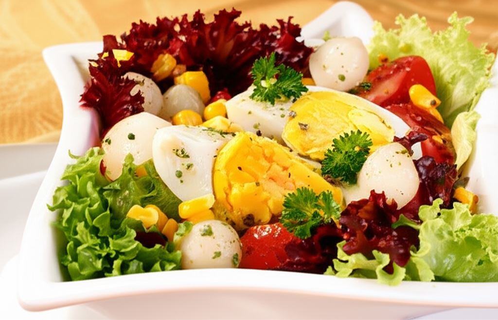 Sałatka z jajkiem i kukurydzą