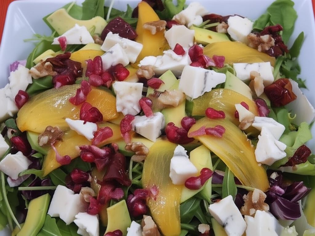 Sałatka z kaki i sera gorgonzola