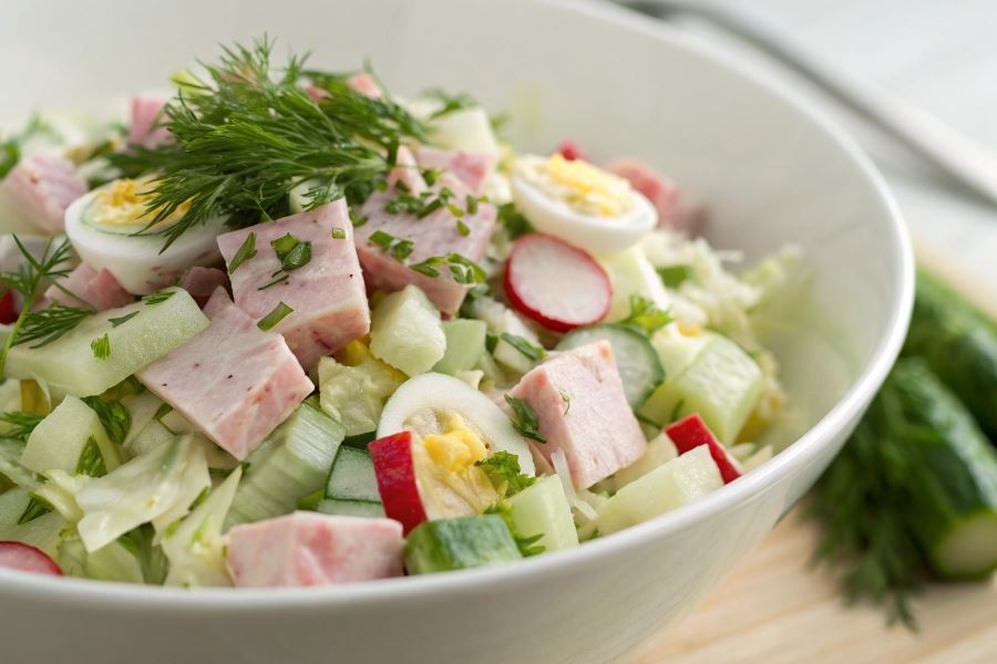 Sałatka z kapustą pekińską i szynką