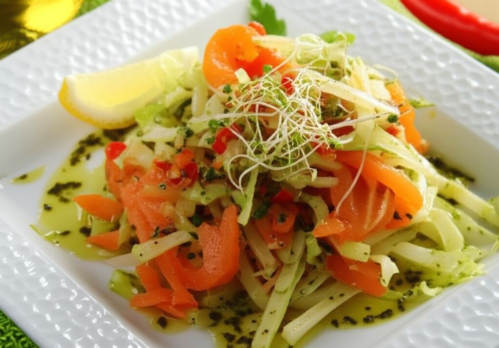 Sałatka z kapusty pekińskiej i łososia