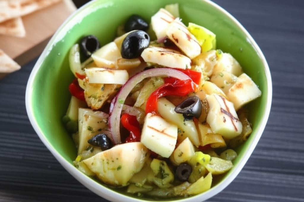 Sałatka z karczochów ze szparagami i serem halloumi