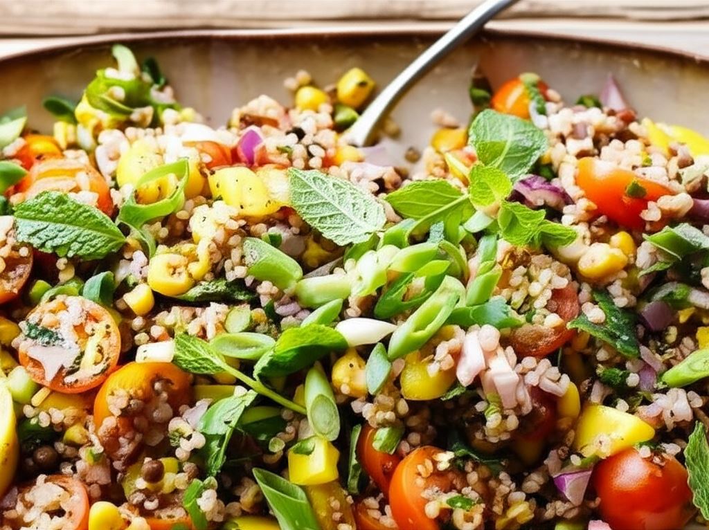Sałatka z kaszą bulgur i soczewicą