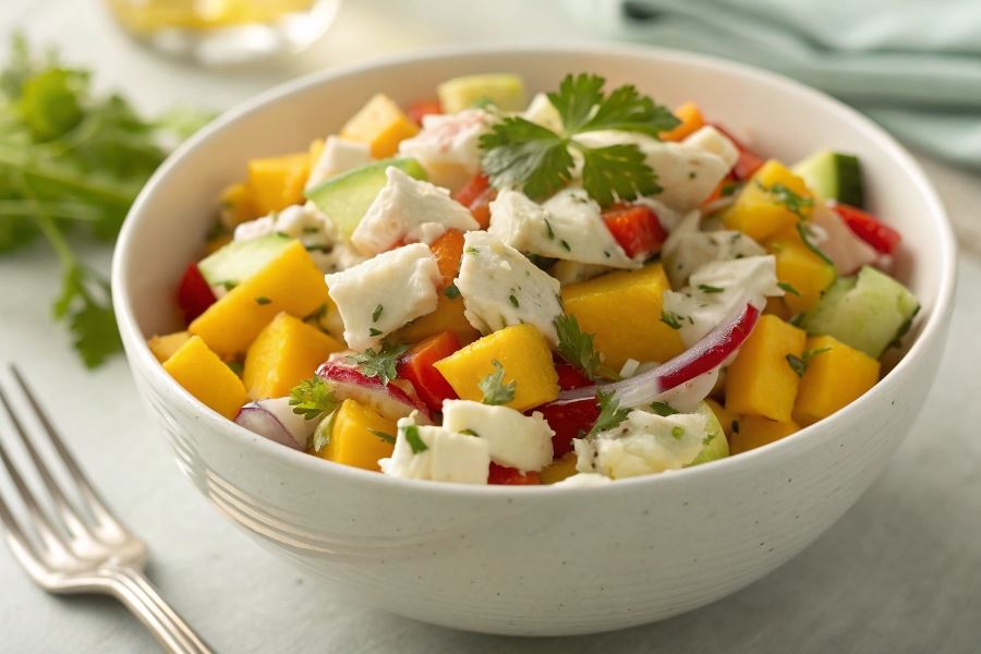 Sałatka z krabów i owoców mango