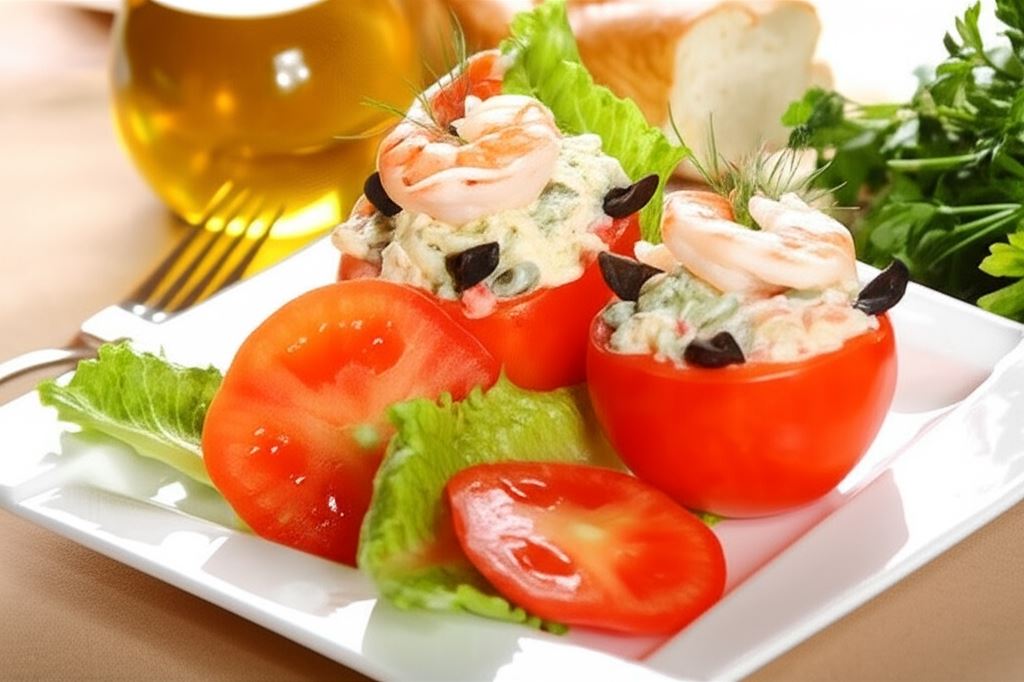 Sałatka z krewetek w pomidorach