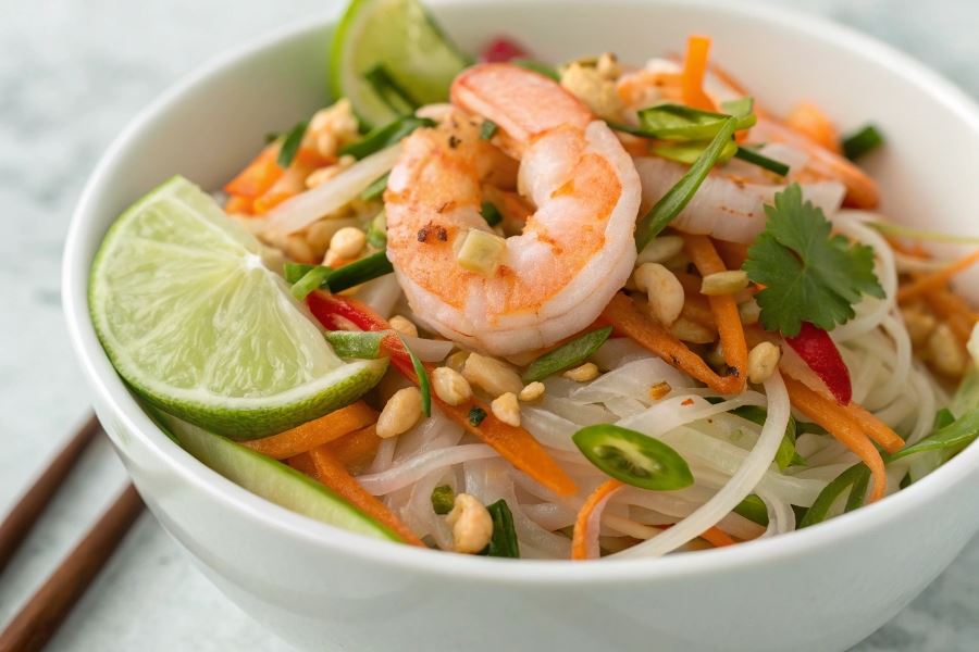 Sałatka z krewetkami i orzeszkami