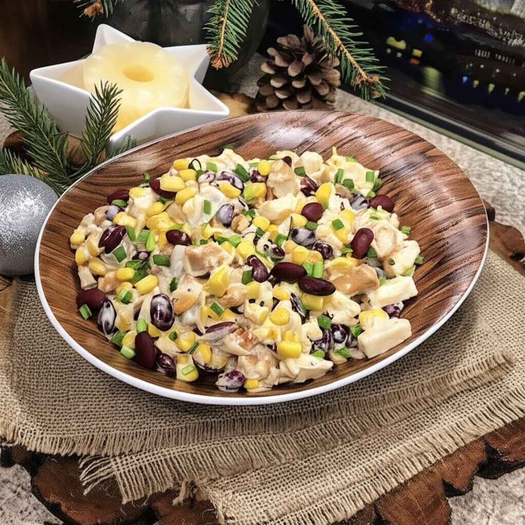 Sałatka z kurczakiem ananasem i czerwoną fasolą