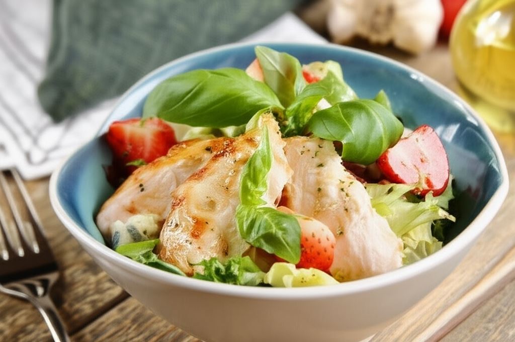Sałatka z kurczakiem i truskawkami