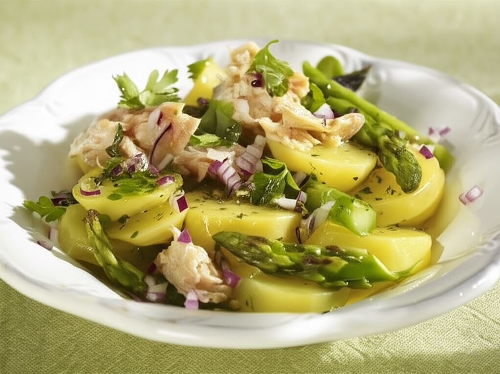 Sałatka z łososiem i szparagami