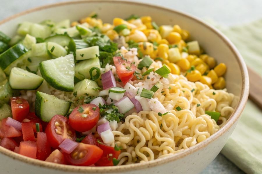 Sałatka z makaronem z zupki chińskiej