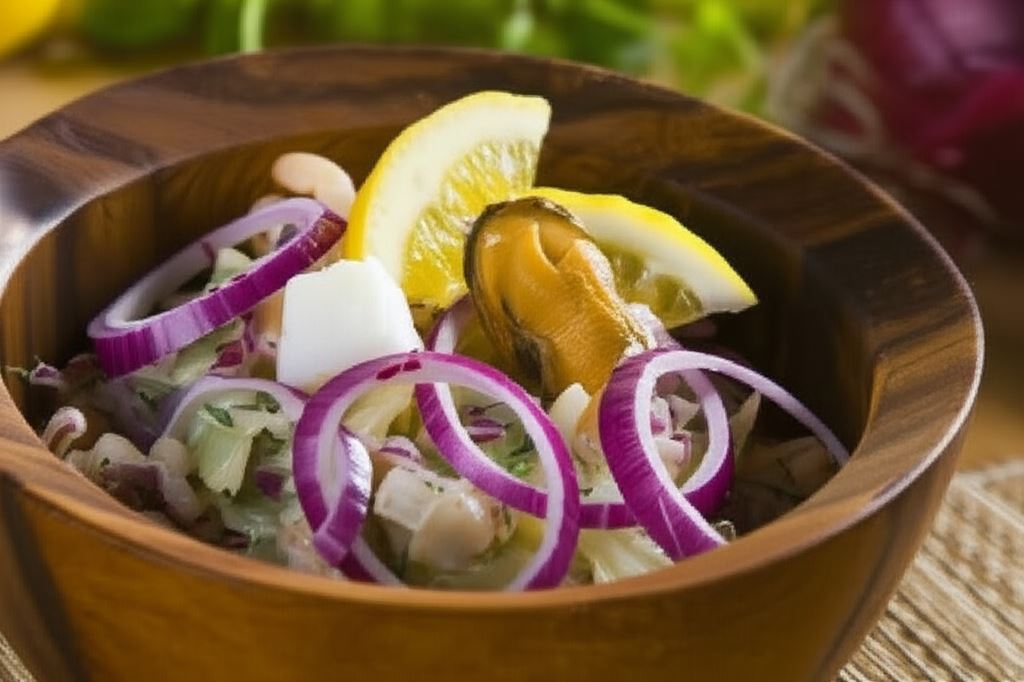 Sałatka z owoców morza z czosnkiem