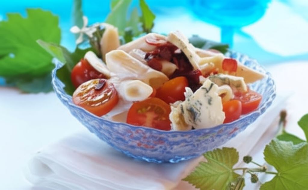 Sałatka z penne z sosem serowym