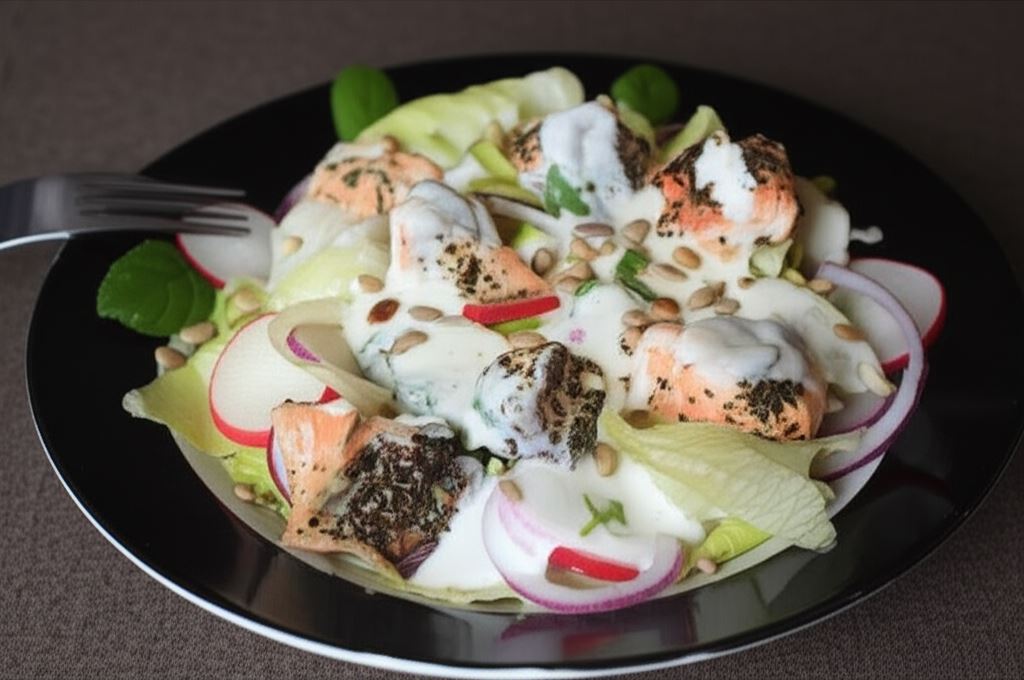 Sałatka z pieczonym łososiem