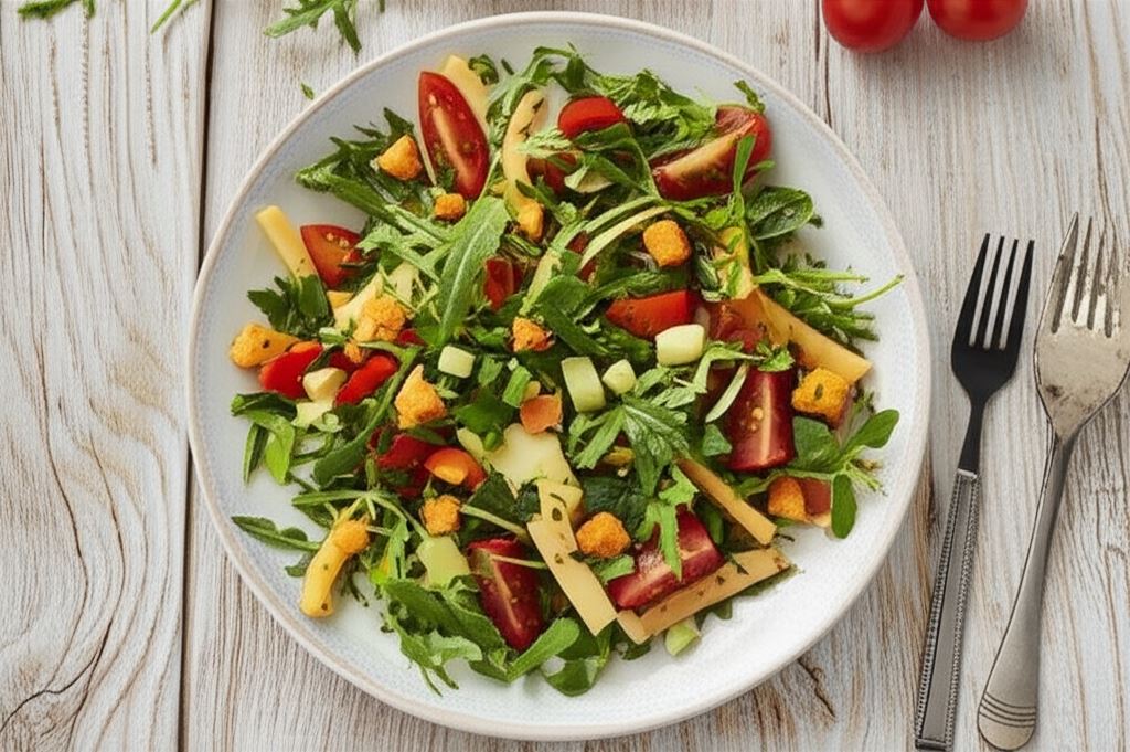 Sałatka z rukoli i pomidorów koktajlowych