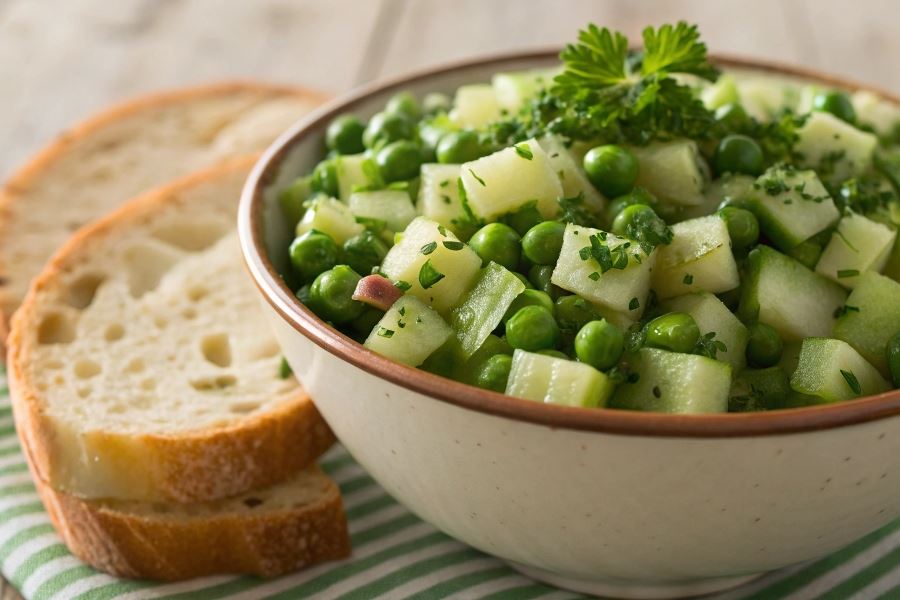 Sałatka z selerów z zielonym groszkiem