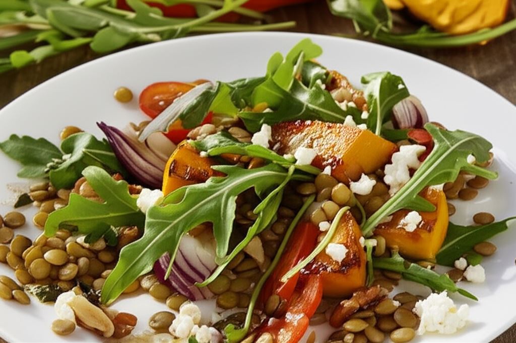 Sałatka z soczewicy z dynią