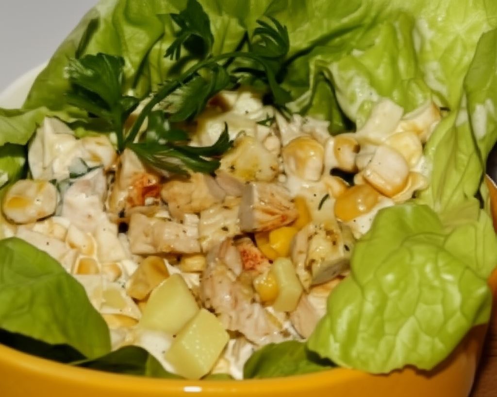Sałatka z 'torebkowym' kurczakiem