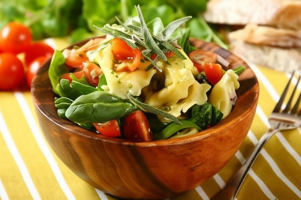Sałatka z tortellini i szpinakiem