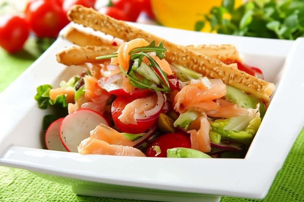 Sałatka z wędzonym łososiem