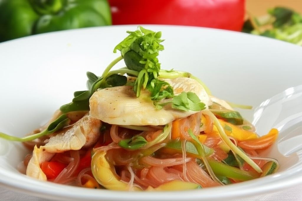 Sałatka z kurczakiem i makaronem ryżowym