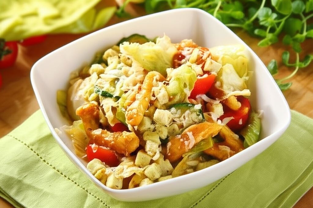 Sałatka ze smażonym schabem