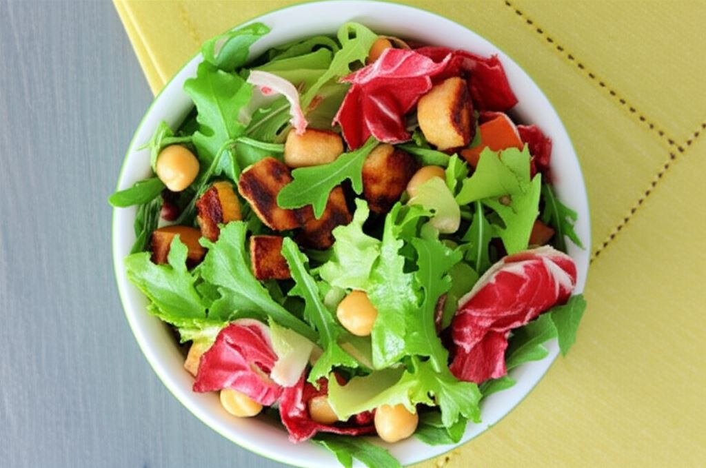 Sałatka ze smażonym tofu i ciecierzycą