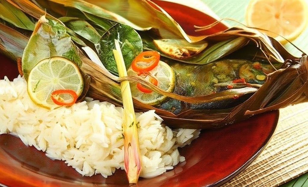 Sandacz w liściach bananowca