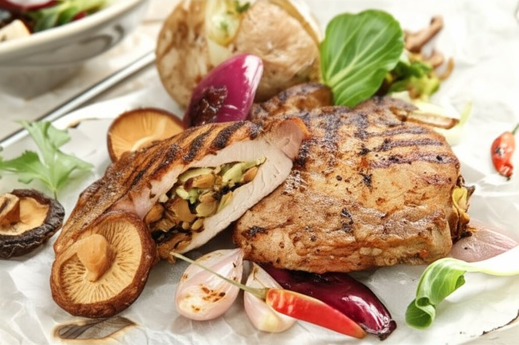 Schab faszerowany grzybami