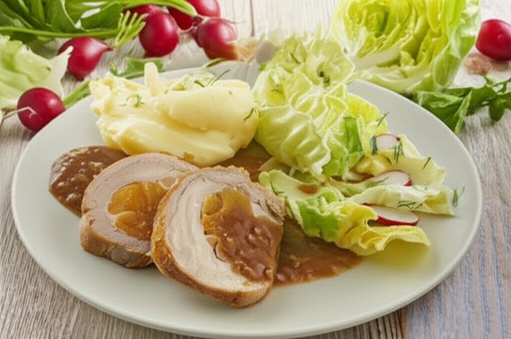 Schab nadziewany morelami