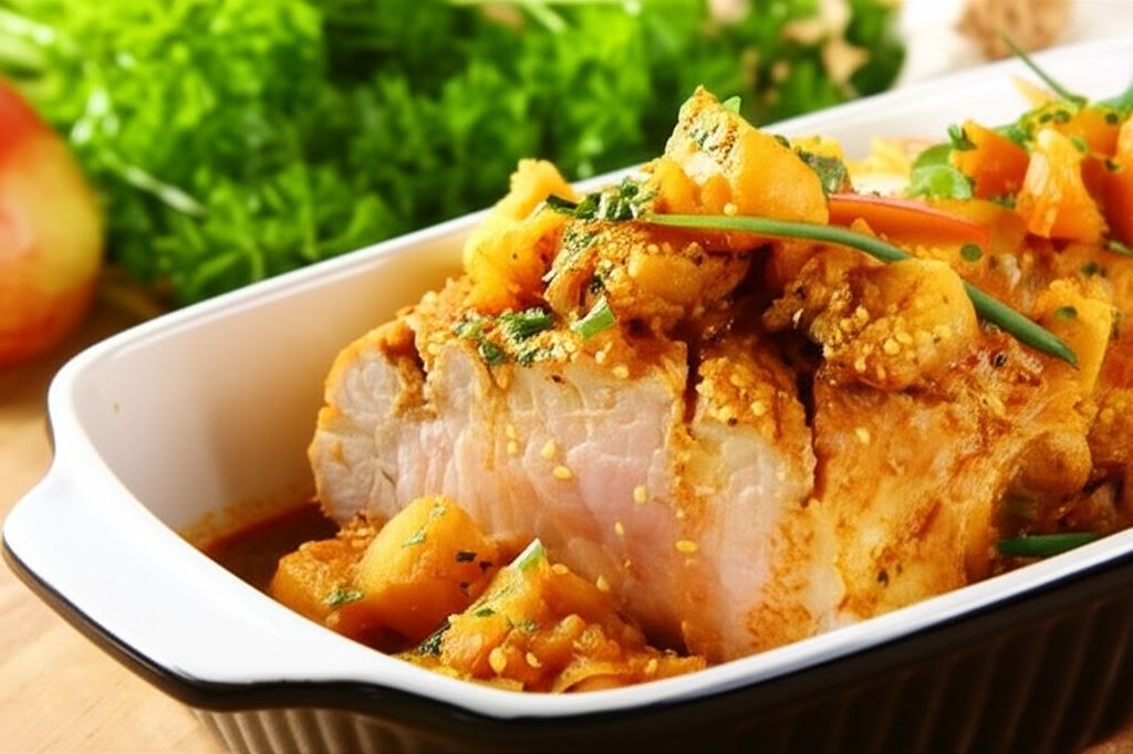 Schab z jabłkami i sezamem