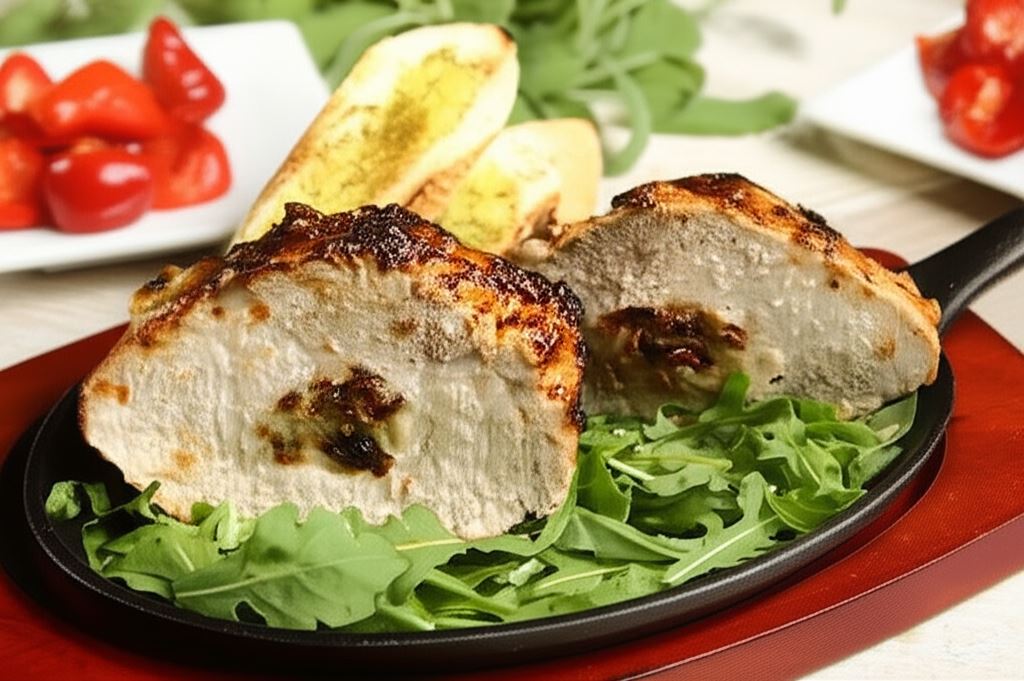 Schab z pomidorami w sosie czosnkowym