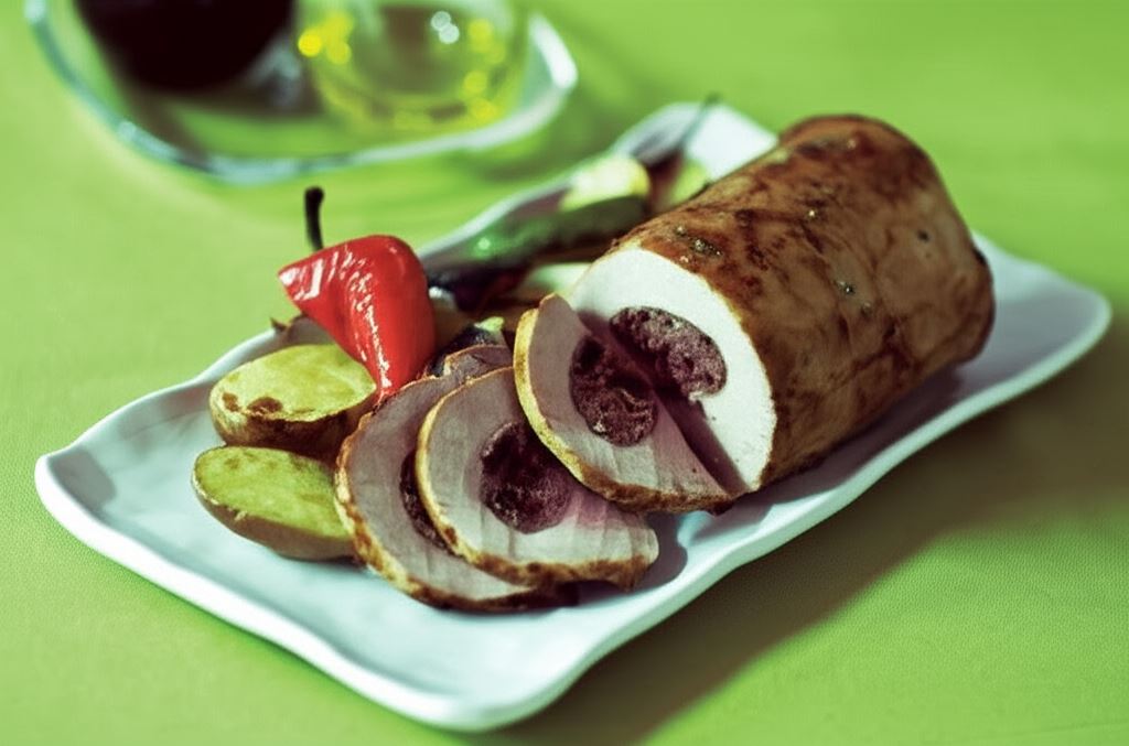 Schab z suszonymi jabłkami