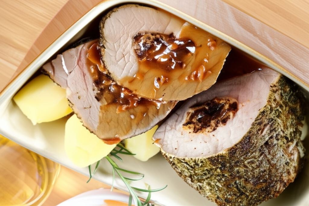 Schab ze śliwką w sosie orzechowym