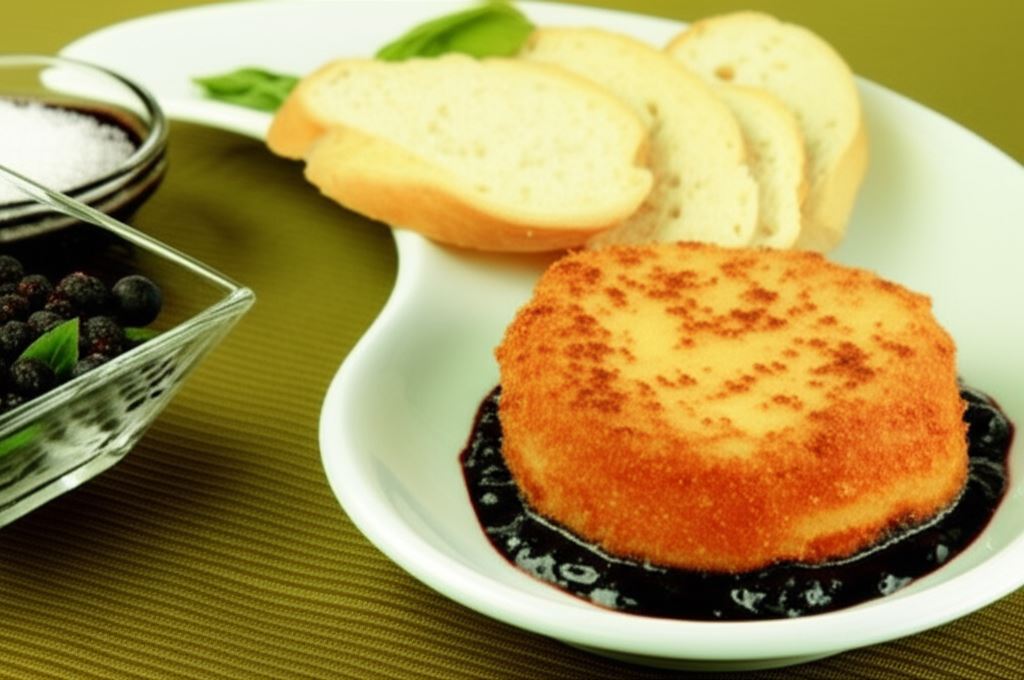 Ser panierowany z sosem jagodowym