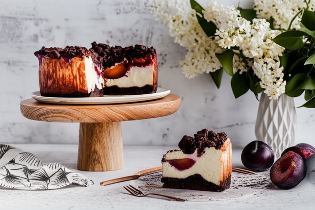 Sernik ze śliwkami i kruszonką