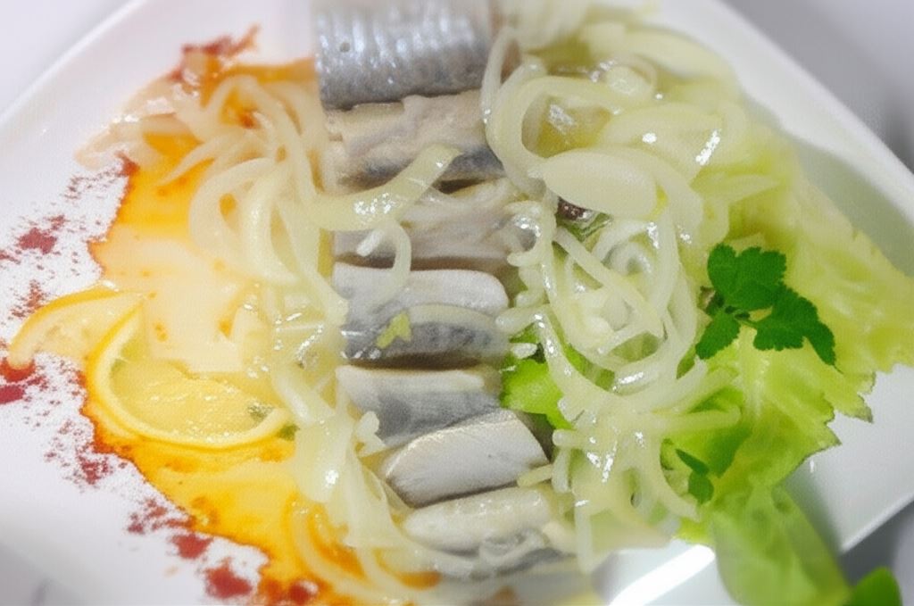 Śledzie z cebulą w oliwie z oliwek