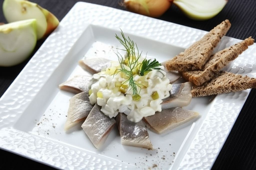 Smaczne śledzie z cebulą i jabłkiem