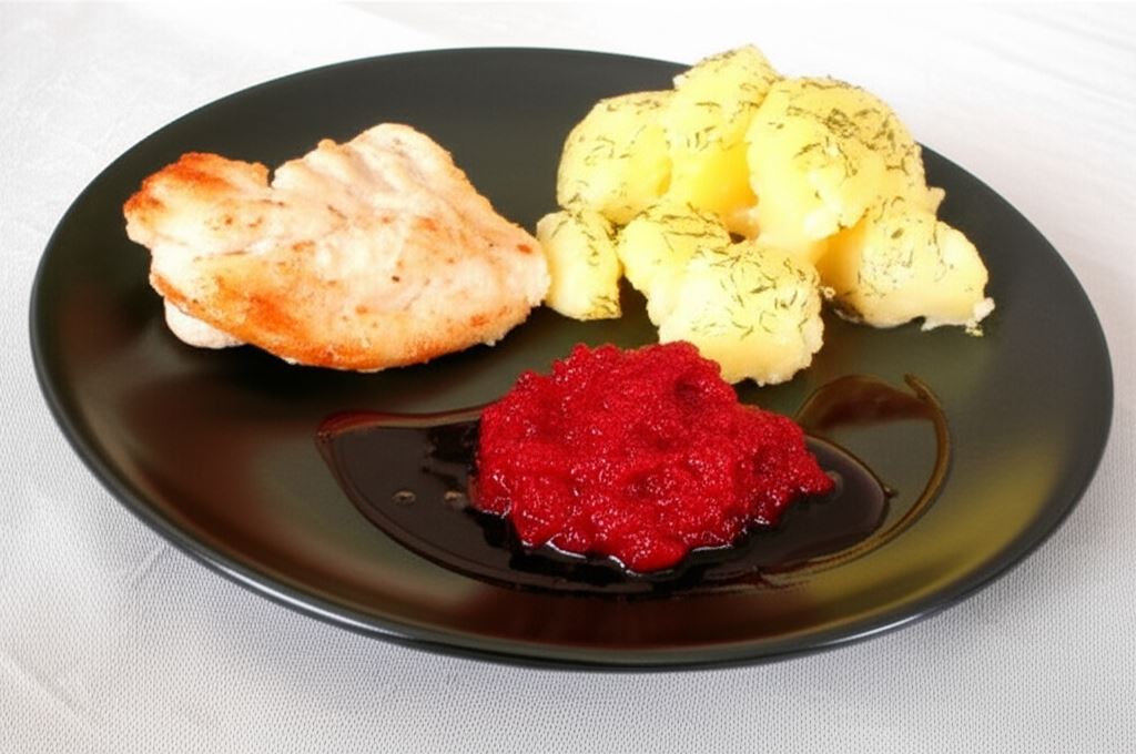 Smażona pierś z kurczaka z ćwikłą