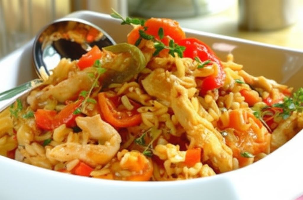 Smażony ryż z kurczakiem i morelami