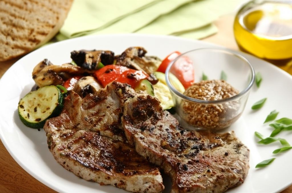 Soczysta karkówka z warzywami z grilla