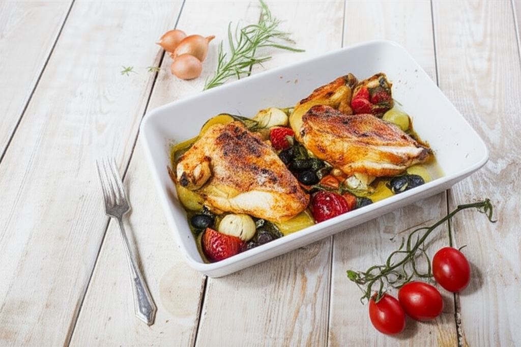 Soczyste piersi z kurczaka z cytrynową nutą pieczoną z pomidorami
