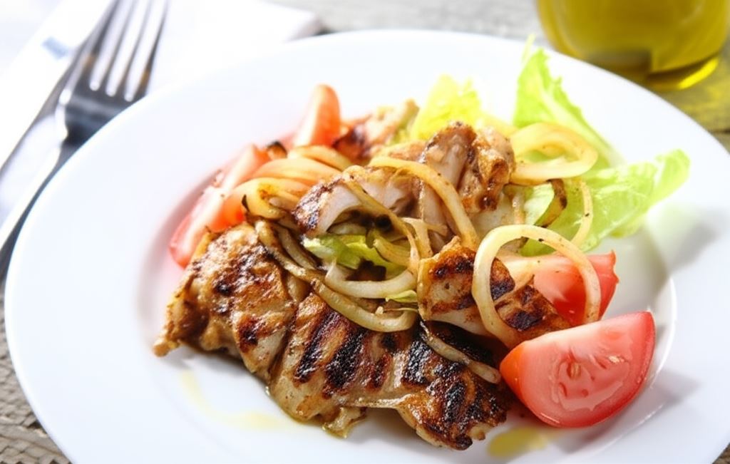 Soczysty kurczak z grilla z cebulką