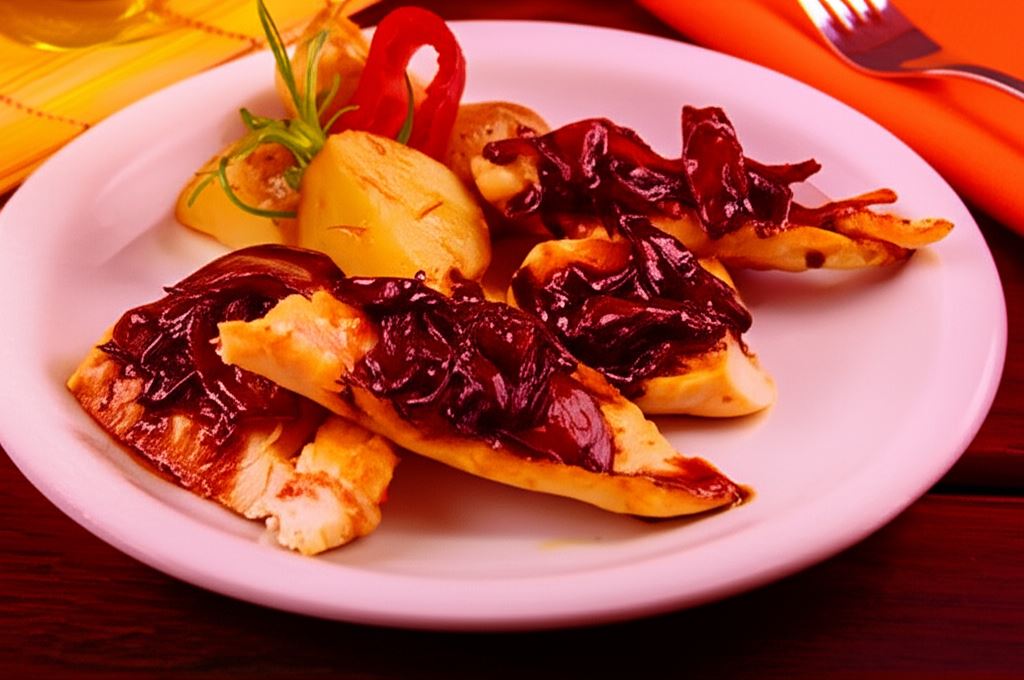 Soczysty kurczak z patelni z cebulową konfiturą