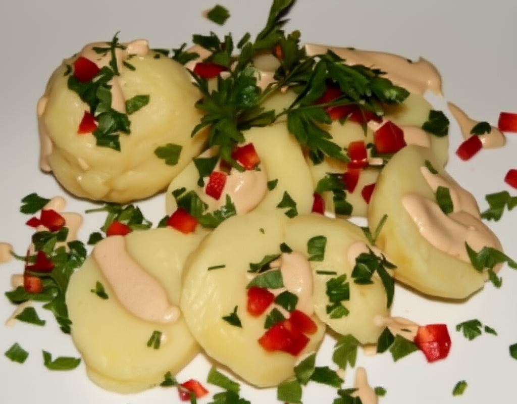 Sos mięsny i kulki ziemniaczane