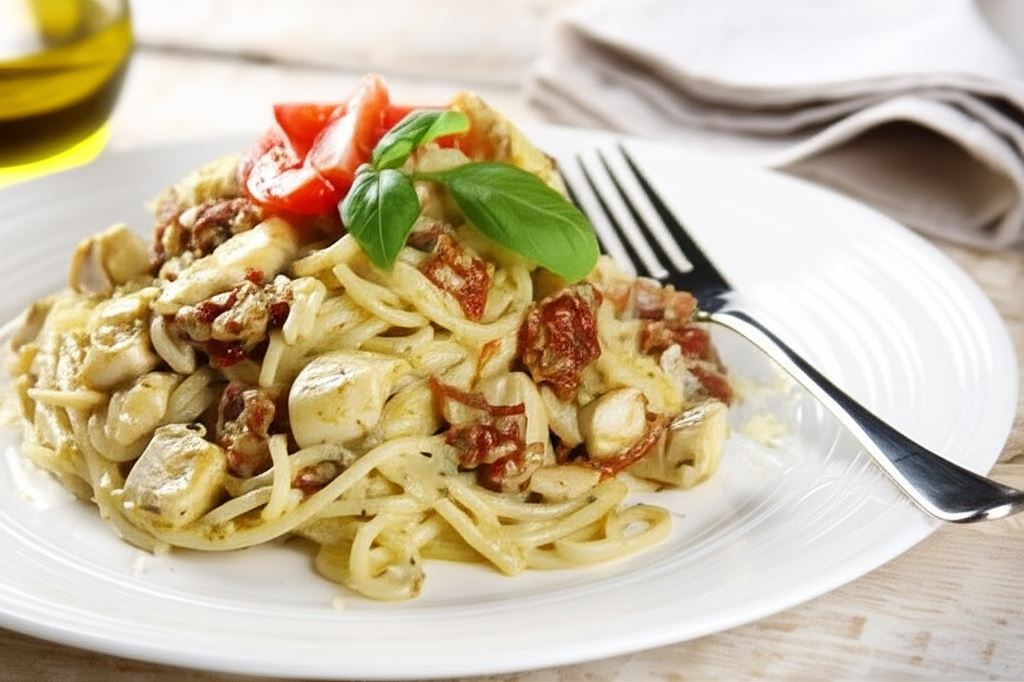 Spaghetti w bazyliowym sosie